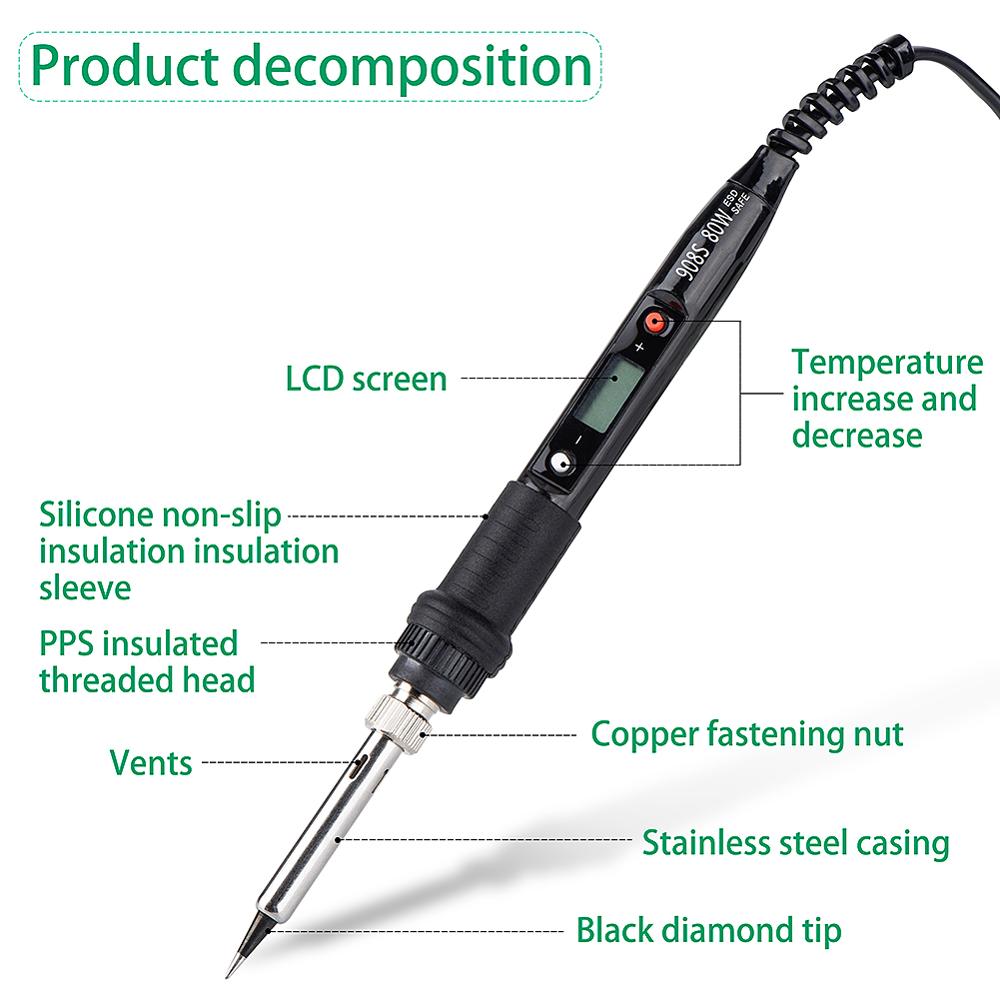 JCD Soldering Iron for Plastic Shell Rapid Heating LCD Adjustable Temperature Lead-free Wood Burn Embossing Soldering Pen Set