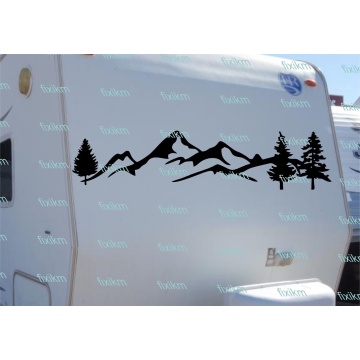 For 1Set/2Pcs Mountain forest tree graphic vinyl decal any size for RV, Trailer, Camper, Truck