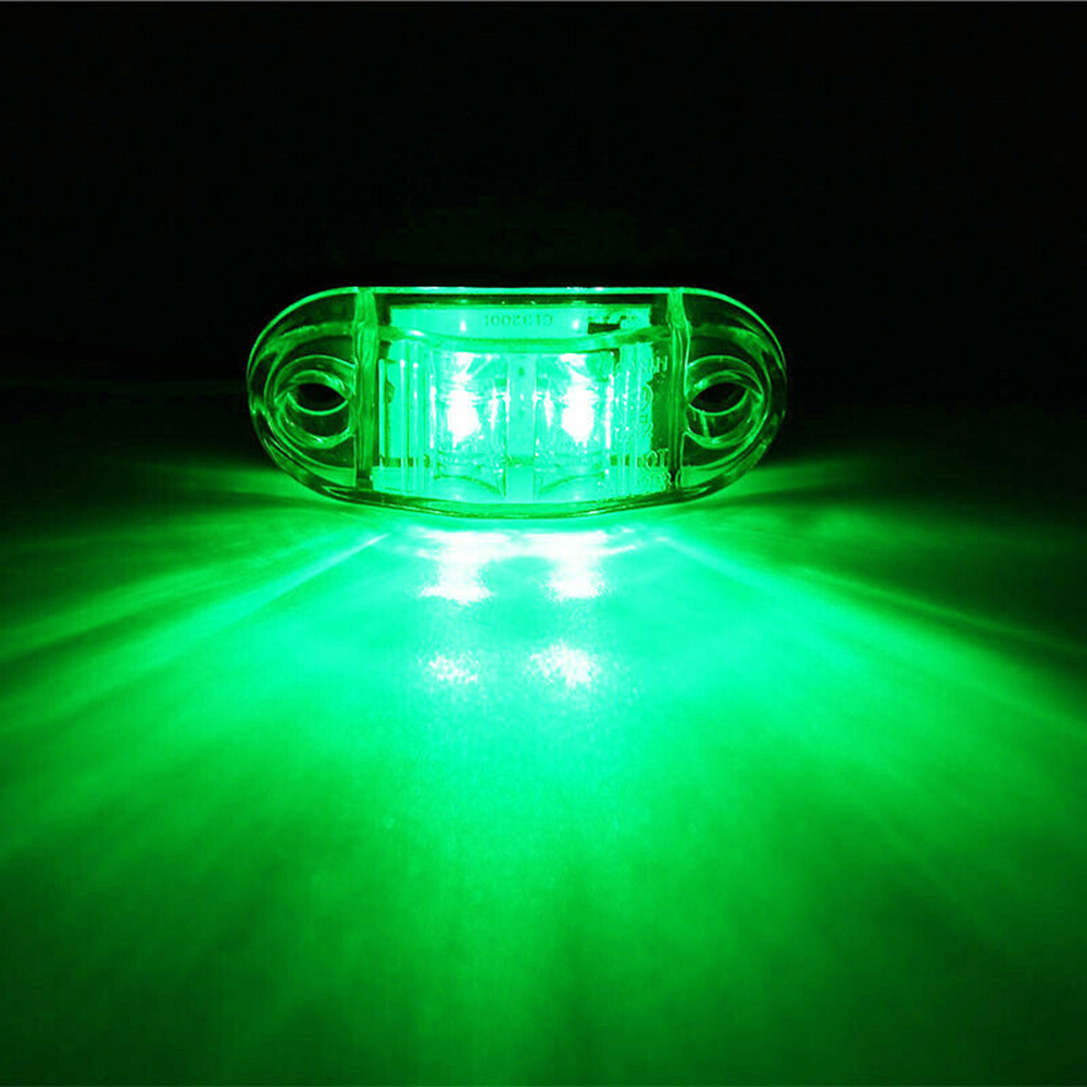 10Pcs Green LED Side Marker Light Blinker For Truck Trailer Van Waterproof 12V-24V Auto Lights Accessories