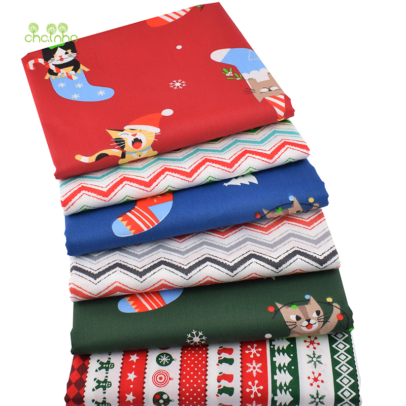 Chainho,6pcs/Lot,Christmas Series,Print Twill Cotton Fabric,Patchwork Cloth For DIY Sewing Quilting Baby&Child Material,40x50cm