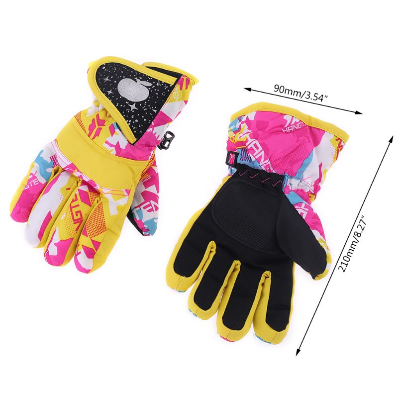 Waterproof Winter Skiing Snowboarding Gloves Warm Mittens For Kids Full-Finger Gloves Strap for Sports, Skiing, Cycling Dropship