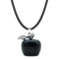 Handmade Craved 20MM Black Obsidian Apple Pendant Necklace