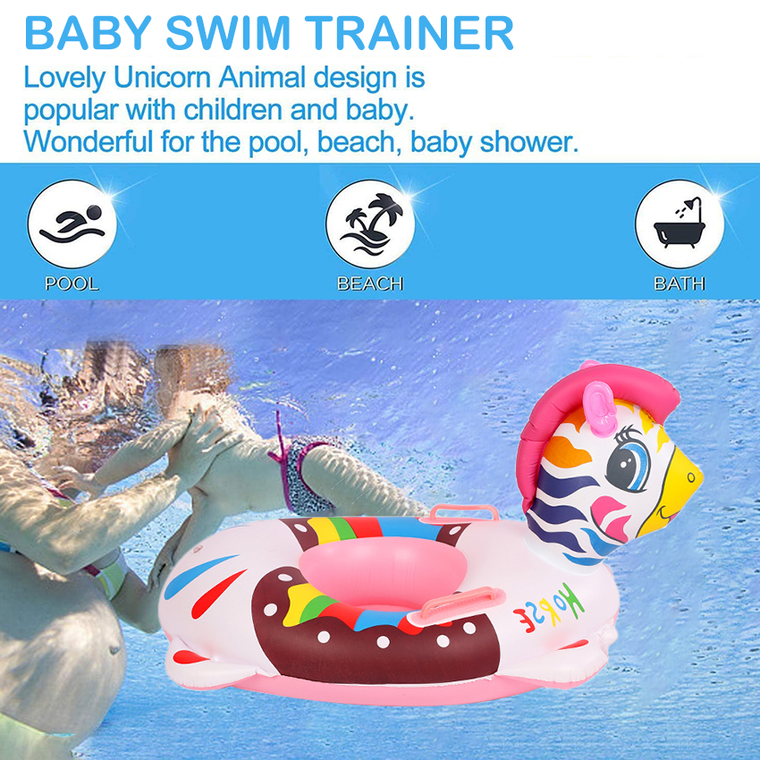 Outtobe Children Swimming Ring Inflatable Seat Security Swimming Pool Float Swim Ring under Arm Bath Ring with Handle