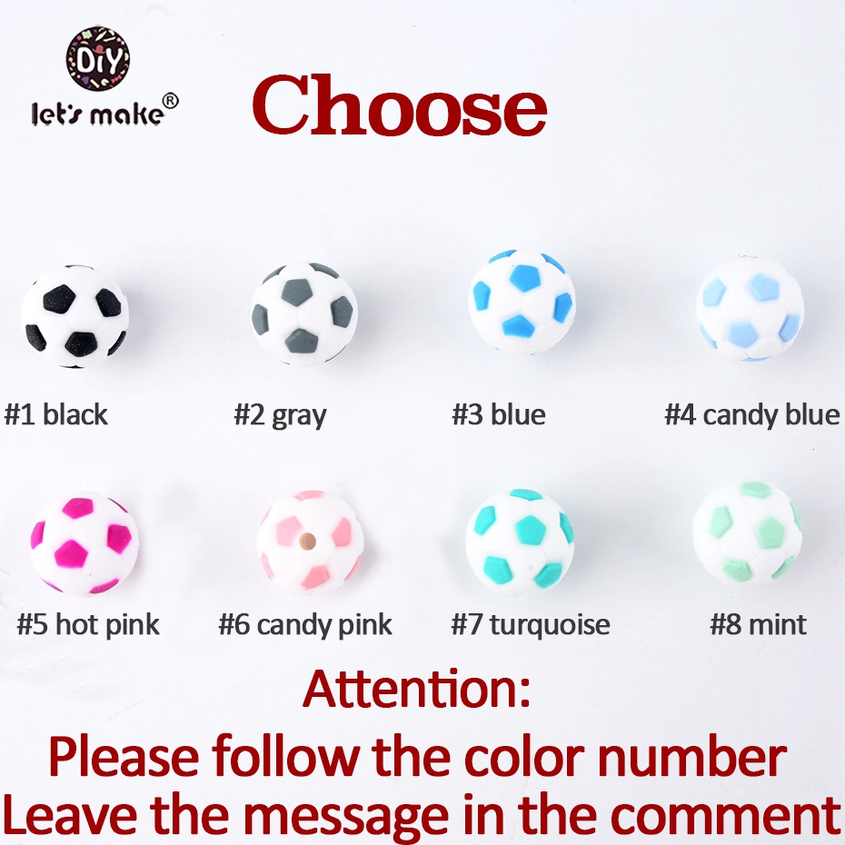 Let's make New Baby Toys Football 10pcs Silicone Beads 15mm Fashion Soccer DIY Jewelry Accessories Nursing Necklace Teethers