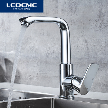 LEDEME Kitchen Faucet Top Quality Chrome 360 Degree Swivel Kitchen Mixer Cold Hot Sink Tap Faucets Taps L4034-2