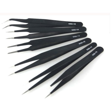 SZBFT 6Pcs/Set Stainless Steel Tweezers Anti-static Electronic Components Tweezers Corrosion Resistant Maintenance Repair Tools