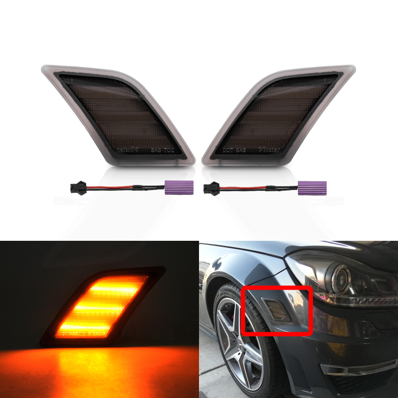 Direct Fits For Benz W204 C-Class CANbus Amber Led Side Marker Lights Turn Signal Lights Lamp C300 C350 C63 AMG SL65 AMG
