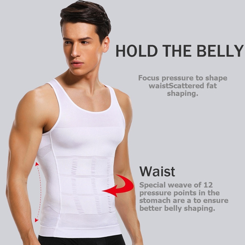 Mens Slimming Body Shaper Vest Abdomen Slim Shirt Compression Tank Shaperwear Workout Vest Abs Abdomen Waist Trainer Body Shaper