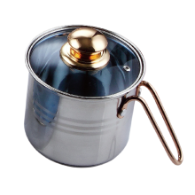 Stainless steel milk pan with metal handle