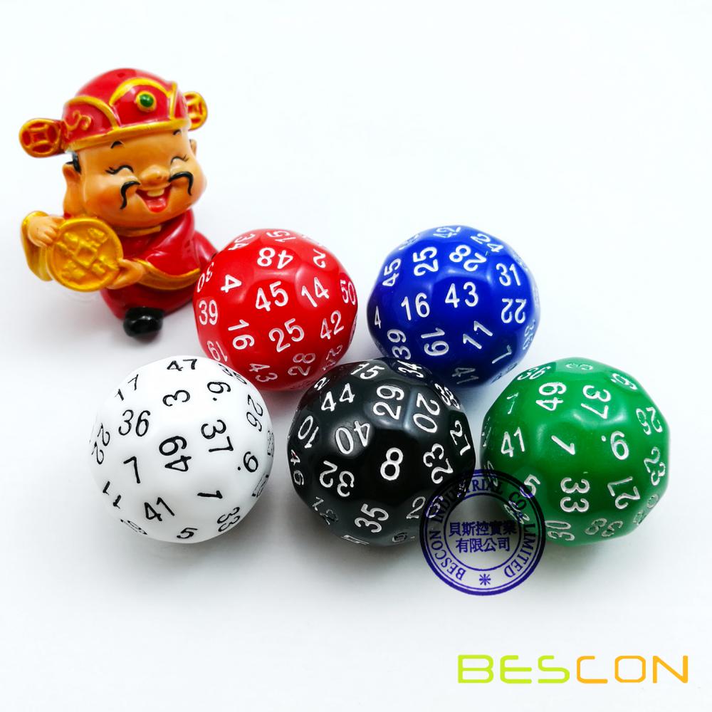 Bescon Polyhedral Dice 50-sided Gaming Dice, D50 die, D50 dice, 50 Sides Dice, 50 Sided Cube of Green Color