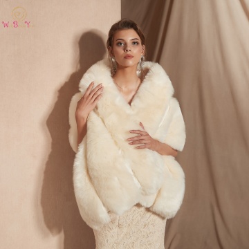 Ivory Wedding Cape Faux Fur High Quality Bridal Bolero 2020 Warm Winter Jacket Women Shrug Fur Shawl Coat 100% Real Photos