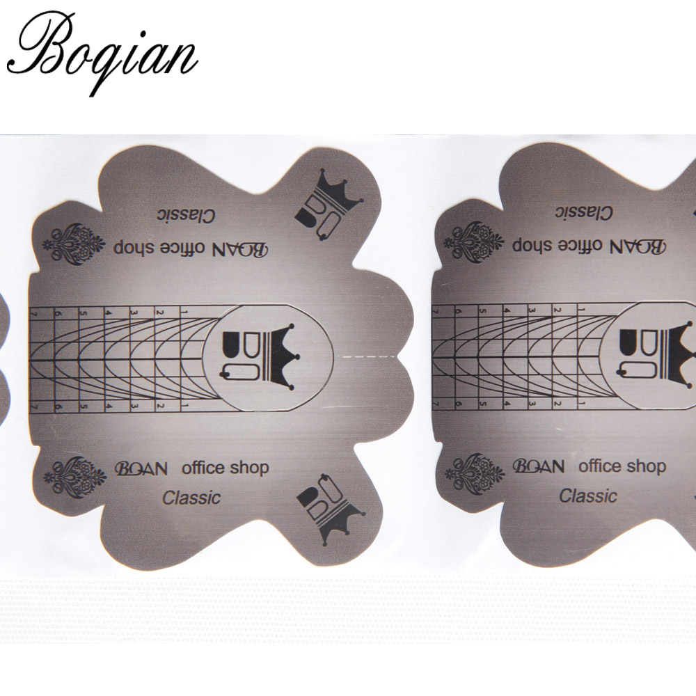 BQAN Professional 100pcs Alloy Gray Nail Form Tips Nail Art Guide Extension French DIY Tool Acrylic UV Gel Nail Art Tool