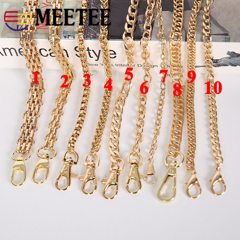 Meetee 100-120cm Handbag Metal Chains Purse Shoulder Bags Strap Chain with Buckle Replacement Bag Parts Accessories AP2379