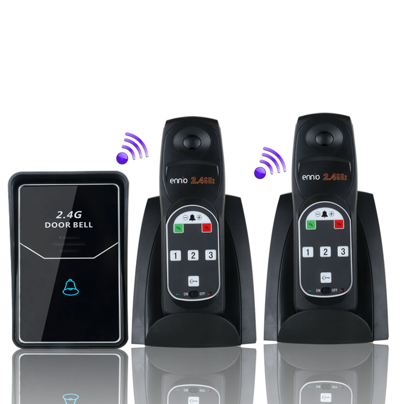 2.4G Digital wireless audio door phone doorbell intercom system With 2 indoor unit