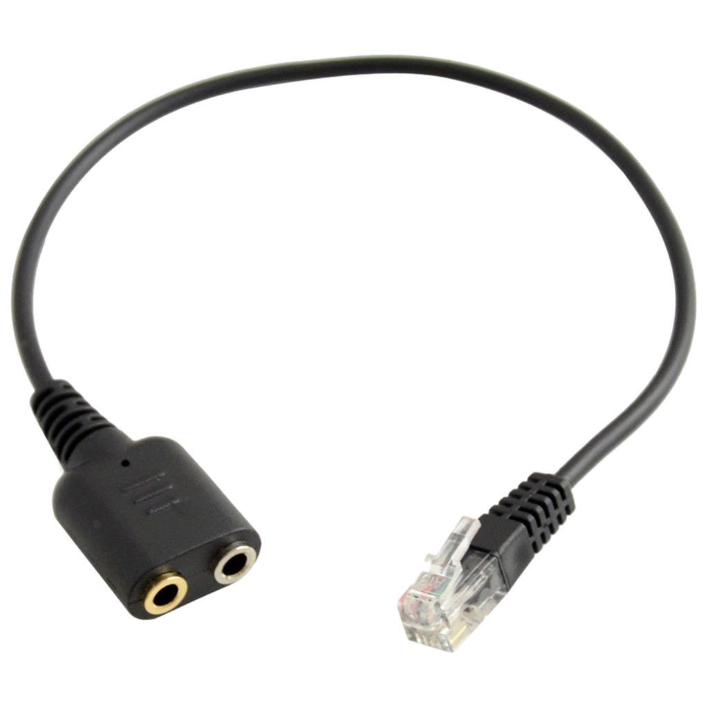 Retail 2x RJ9 To 2 Port 3.5mm Female Jack headset Adapter Cable for Telephone Headset to CISCO
