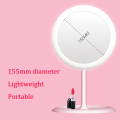 Table Makeup Mirror With LED Light Cosmetic Pocket Mirror Backlit Bathroom Mirror 5XMagnifying Smart Touch Control USB Charge