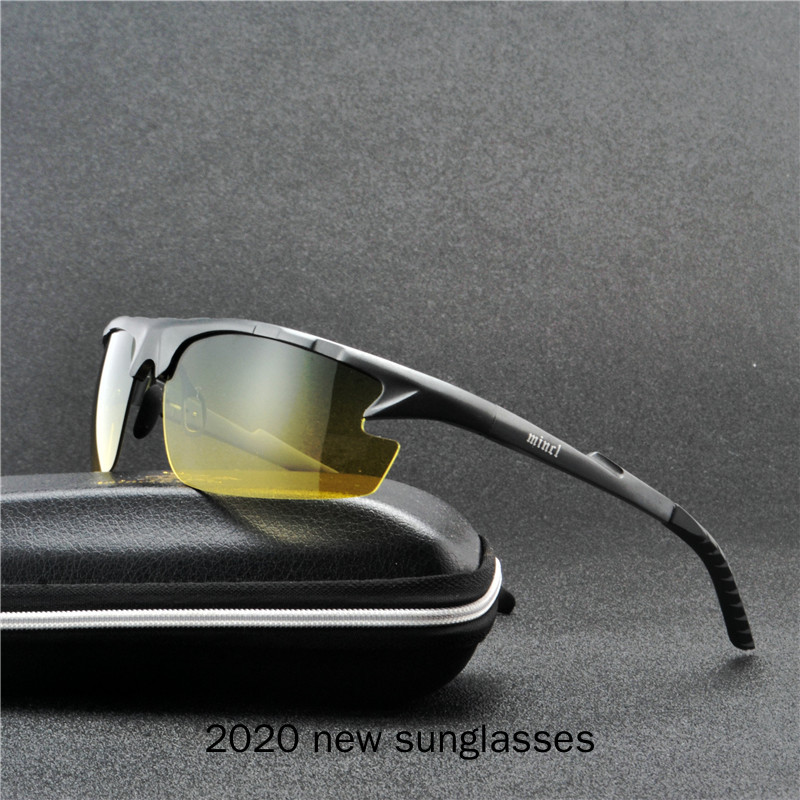 2020 New Square Night Vision Glasses Men Aluminium Yellow Lens Sunglasses Men Polarized Night Driving Goggles UV400 NX