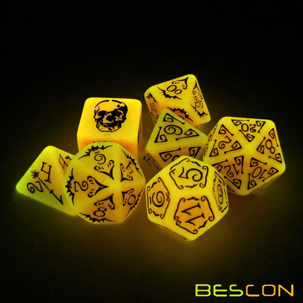 Luminous Halloween Rpg Dice Set Pumpkin Color 6