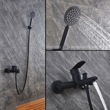 Black color paint bathroom shower set 304 stainless steel material bath faucet with handheld shower head under water outlet