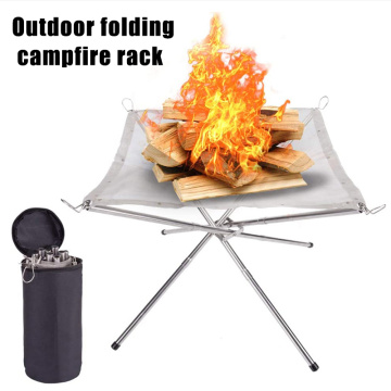 Portable Outdoor Fire Pit Camping Stainless Steel Mesh Fireplace Foldable for Outdoor Patio SEC88