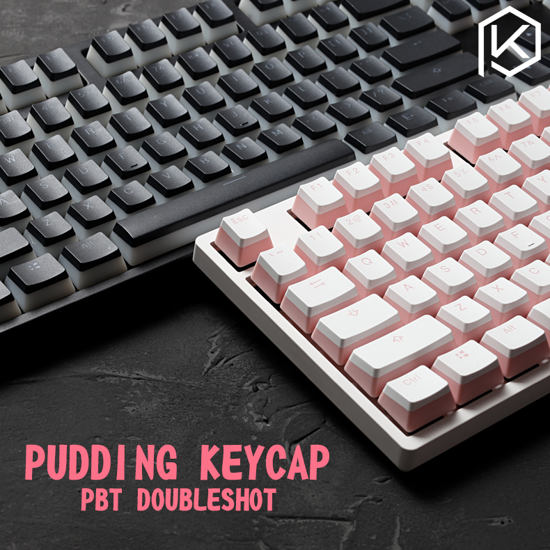 pudding pbt doubleshot keycap oem back light for mechanical keyboards milk white pink black gh60 poker 87 tkl 104 108 ansi iso