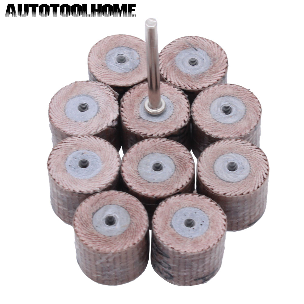 10pcs Flap Wheel Sanding Disc Sandpaper Replacement Mandrel 240# Grit Abrasive For Dremel Rotary Tools