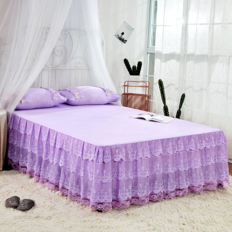 Yaapeet Lace Bed Skirt Princess Bedding Bedspreads Sheet Bed for Girl Bed Cover King/Queen Size Bedspread