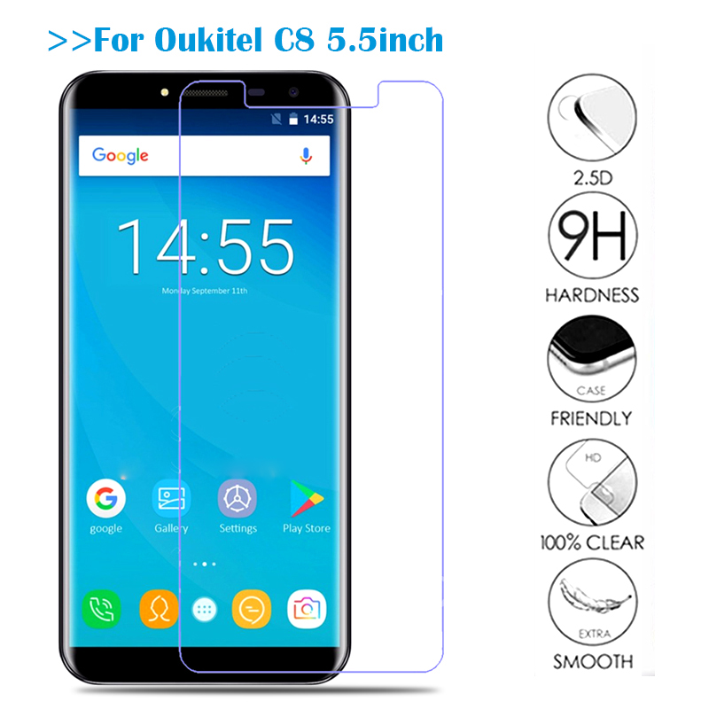 Glass For Oukitel C8 Tempered Glass For Oukitel C8 C 8 5.5'' Molibe phone Guard Cover 9H Front Screen Protector Film Case Shield