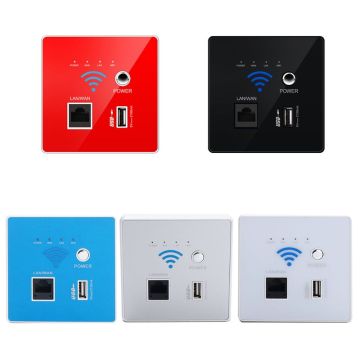 300M Transmission Rate Wireless WIFI Wall Embedded Router USB Charging Socket WiFi Repeater