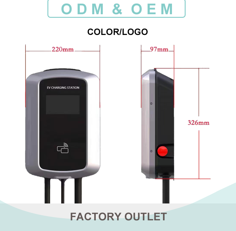 7kW 11kW 22kW Wall-Mounted EVSE Charger type 2