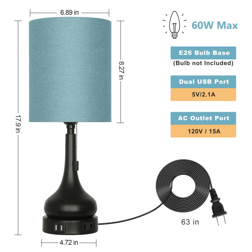 Modern Bedroom Table Lamp with Pulling Switch