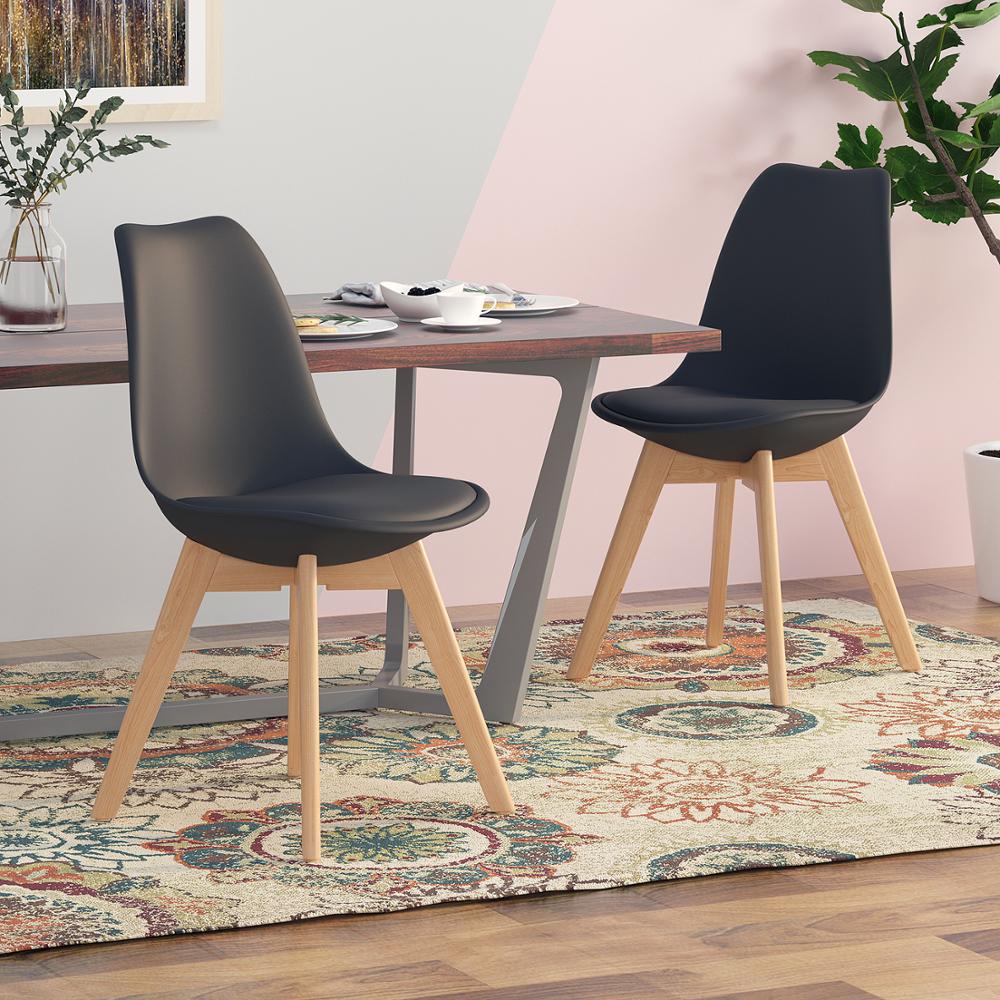 Furgle 4Pcs/Set Dining Chair Scandinavian Design Coffee Chairs with Solid Wood Leg Cushions Desk Chairs for Kitchen Dining Room