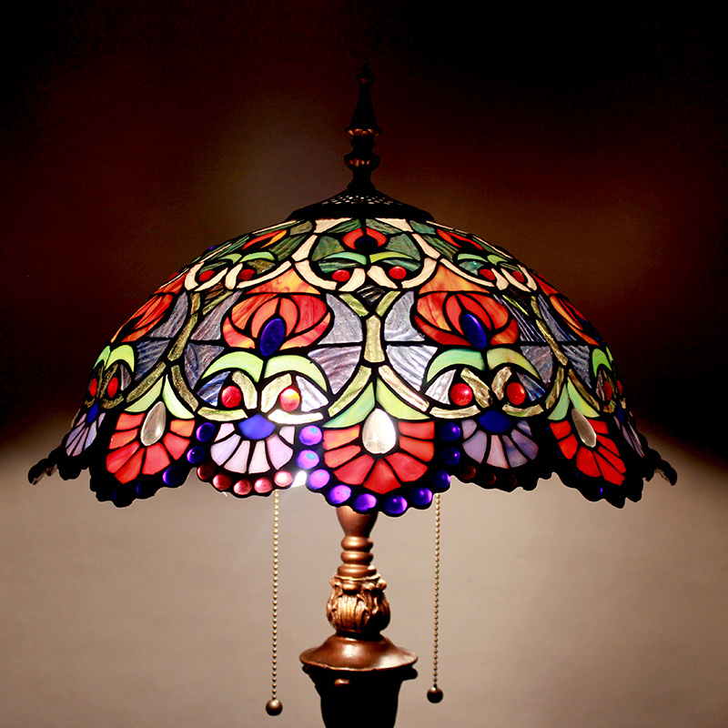 Tiffany European Baroque garden color glass floor lamp dining room bedroom decoration lamp