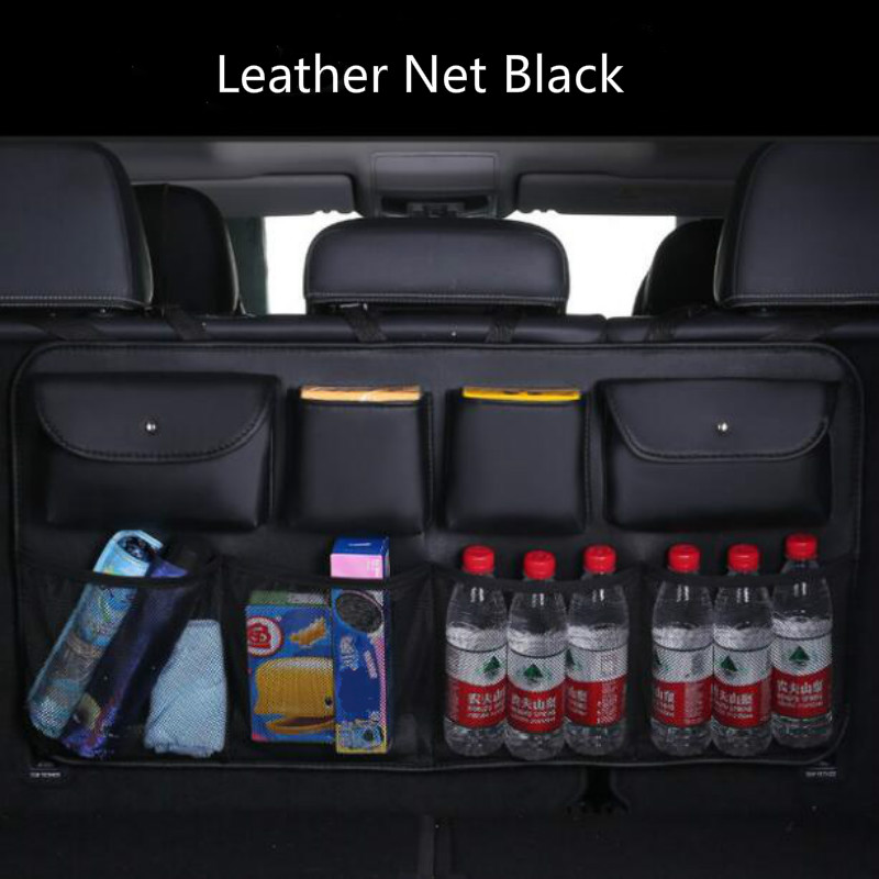 High Quality Leather Car Rear Seat Back Storage Bag Multi Pocket Car Trunk Organizer Auto Stowing Tidying Interior Accessories
