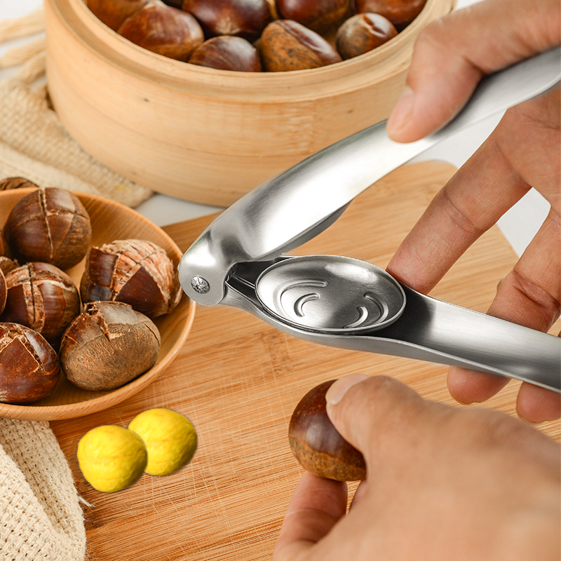 2 in 1 Stainless Steel Quick Nuts Cracker Kitchen Tools Chestnut Clip Walnut Pliers Metal Sheller Nut Opener Cutter Gadgets