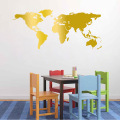 New World Map Vinyl Wall Sticker For Kids Rooms Home Decor Living Room Bedroom Poster Gold Large Carved Vinyl Art Decals Mural