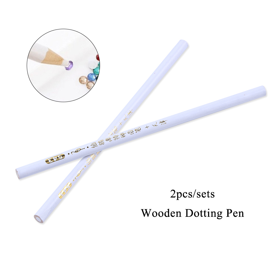 2pcs Wooden Nail Dotting Pencils for Rhinestone Crystal Gem Nail Art Decoration Picker Wax Pen Dotting Tools Accessories CHTR36