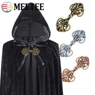 Meetee 2/5pcs 25X55mm Metal Buckle Retro Hook Button for Cloak Sew-On Hook Clasp DIY Coat Garment Button Decor Buckle CN400