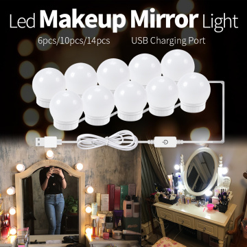 CanLing LED 12V Makeup Mirror Light Bulb Hollywood Vanity Lights Stepless Dimmable Wall Lamp 6 10 14Bulbs Kit for Dressing Table