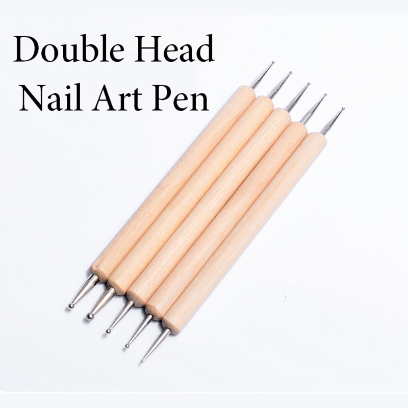 1 Set DIY Jewel Decoration Pen Dotting Tool Wood Art Set Nail Polish Tools Pen for Rhinestone Picker In 2 Way Nail Art Tools