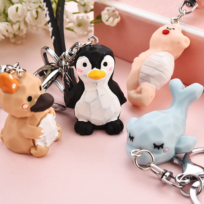 New Fashion Stereo Cute Dolphin Keychain Keyring Creative Cartoon Mobile Phone Bag Car Pendant Fun Animal Keychain