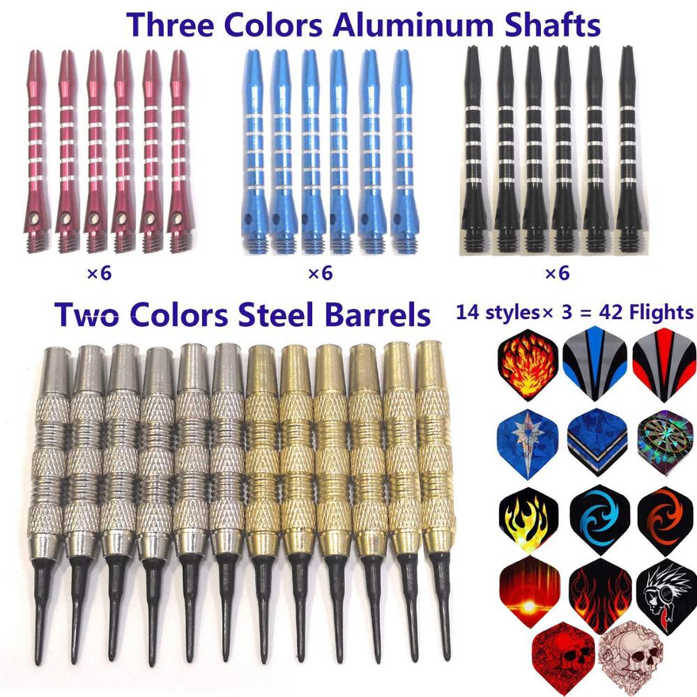 12 darts + 30 tails + 100 heads + another 6 aluminum rods Professional Steel Tip All metal Darts Flight With Nice Flights Darts