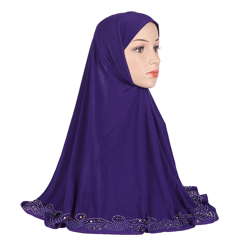Women's one-Piece Amira Instant Hijab Cap Plain Ready to Wear With Exquisite Diamonds Muslim Head Scarf Headwear Islam Clothing