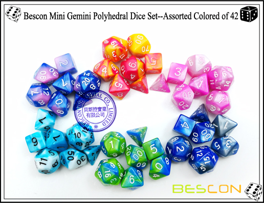 Bescon Mini Gemini Polyhedral Dice Set--Assorted Colored of 42-1