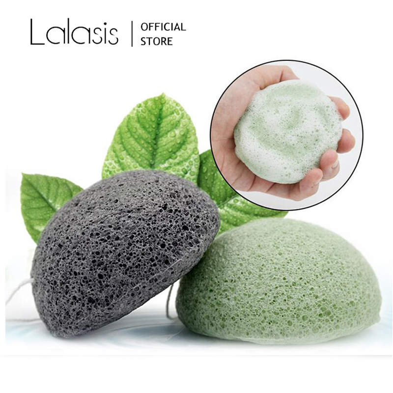 Lalasis Konjac Puff Natural Cleanse Exfoliator Puff Face Cleaning Sponge Round Shape Konjac Face Washing Sponge Facial Tool
