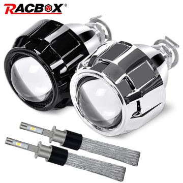 RACBOX 2.5 Inch HID Projector Headlight Lenses with H1 Led Bulbs High Low Beam Lens Full Kit For H7 H4 Car Retrofit Accessories