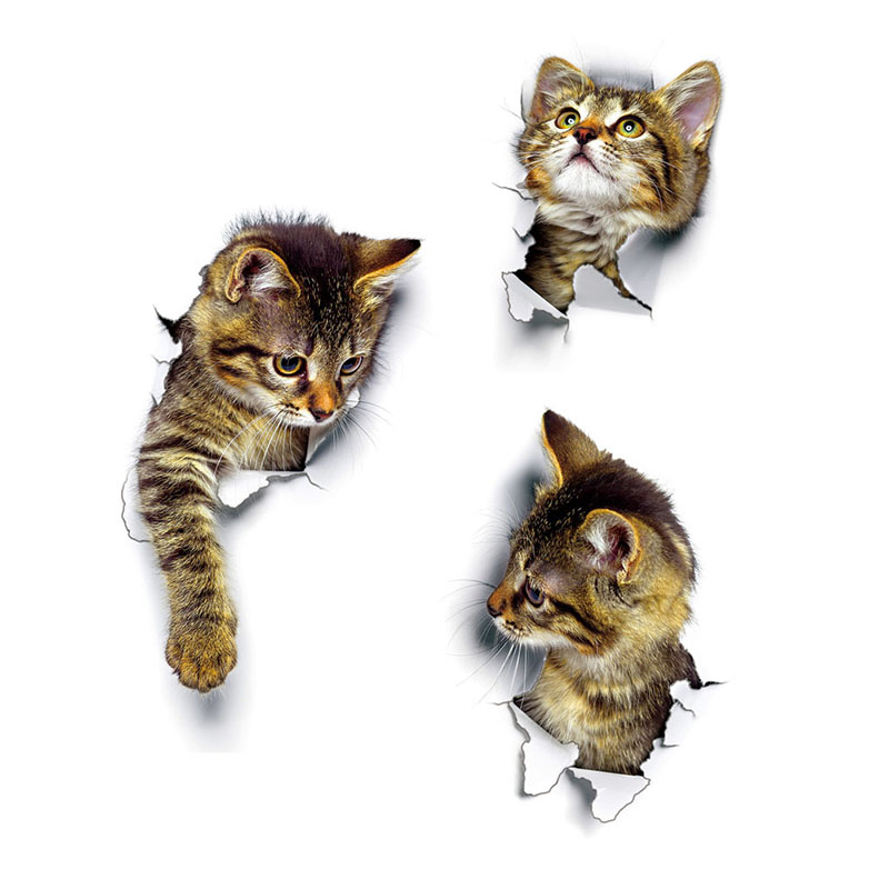 1pc DIY Cat Wall Stickers Decals Adhesive Family 3D Cute Window Room Decorations Bathroom Toilet Seat Decor Kitchen Accessories