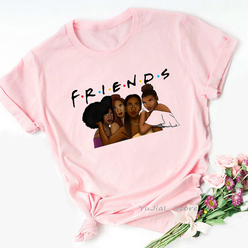 Vogue FRIENDS Tshirt femme Letter print graphic tees women melanin black girl Friends TV Show t-shirt Christmas cute pink tshirt