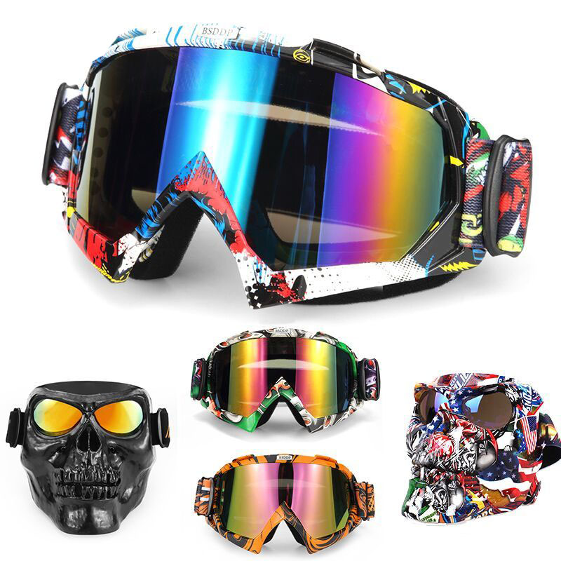 Men Women Ski Mask Goggles Snowboard Snowmobile Skiing Windproof Eyewear Sport Cycling Glasses Skull Ghost Motocross Faceshield