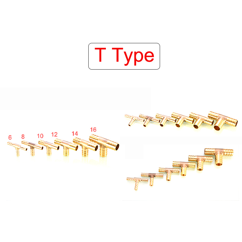 4/6/8/10/12/14/16/19mm Hose Copper Pagoda Water Tube Fittings 2 3 4 Way Brass Barb Pipe Fitting Barb Connector Adapter